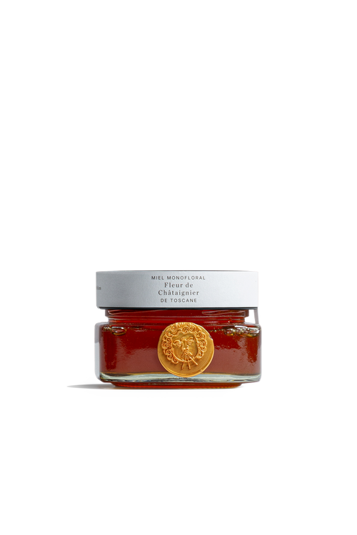 Pot de miel de châtaignier monofloral de Toscane Nido dei Venti, 116 g, miel ambré avec sceau doré